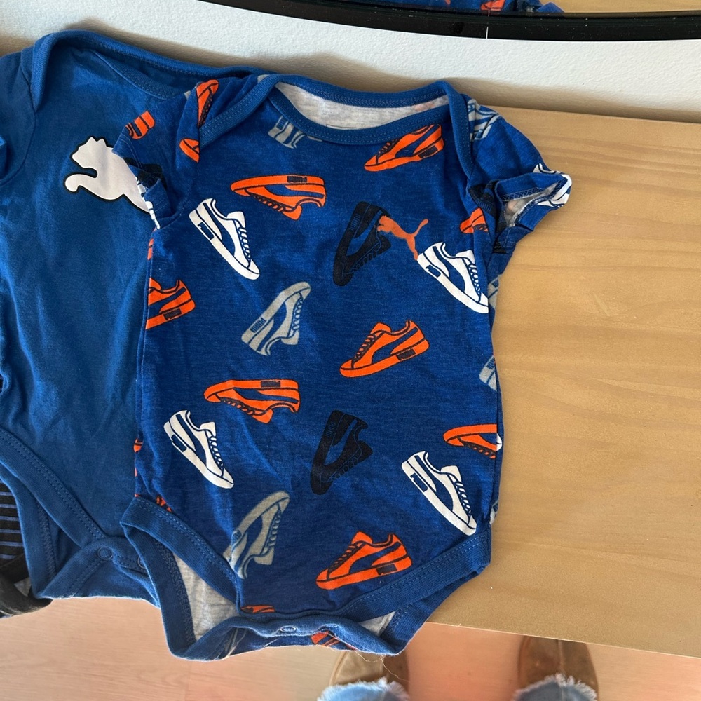 Bundle of 7 Puma 0-3 Months Blue & Gray Baby Onesie Bodysuit Set - Picture 5 of 9